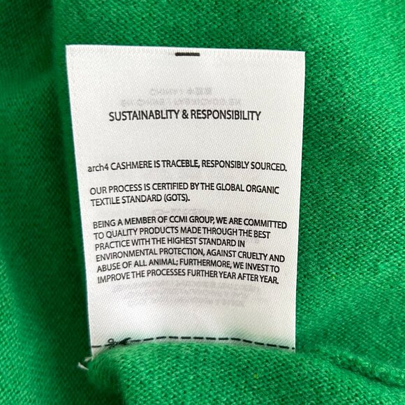 Arch4 Bailey Cashmere V-Neck Sweater in Kelly Green Size XS - Picture 8 of 9